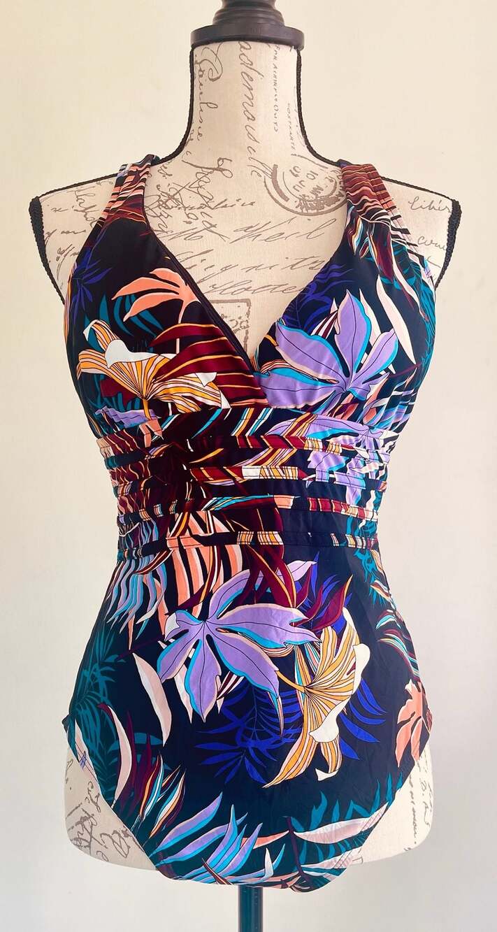 La Blanca Tropidelic Multi Strap Crossback One Piece Swimsuit Size 12